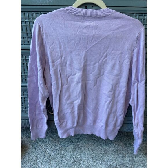 NWOT CLARE V. OUI COTTON SWEATER - LAVENDER, small $225 D12 - Picture 7 of 9